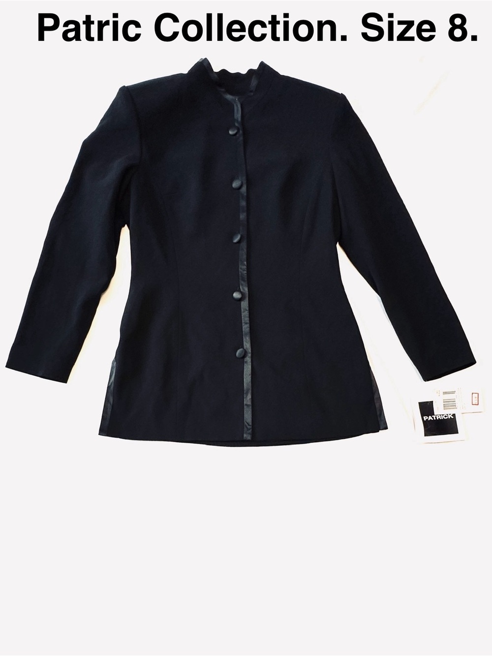 Black Button-Front Tailored Blazer Jacket